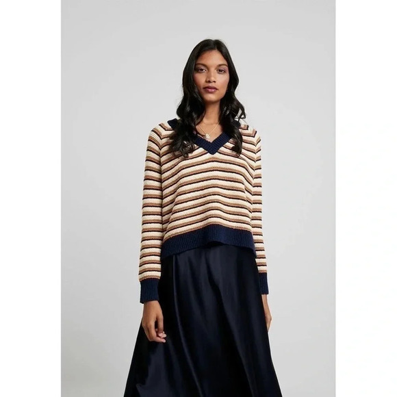 Madewell V-neck Multicolor  Striped Sweaters - Picture 2 of 13